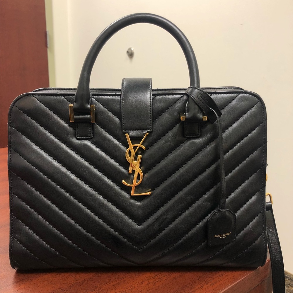 Yves Saint Laurent Black and Gold Satchel